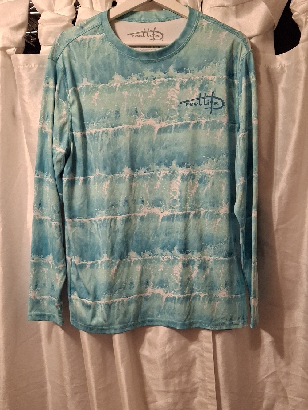 Reel Life Men's Long Sleeve Performance Tee - Aqua Wave